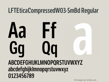 LFTEticaCompressedW03-SmBd Regular Version 1.10 Font Sample