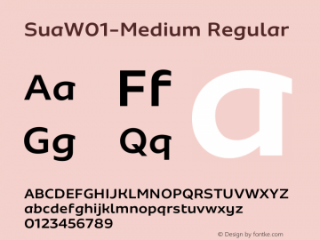 SuaW01-Medium Regular Version 1.00 Font Sample