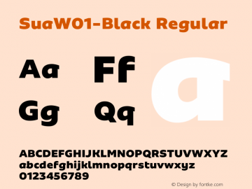 SuaW01-Black Regular Version 1.00 Font Sample