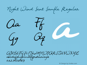 Night Wind Sent Sample Regular Version 1.000 2017 initial release Font Sample