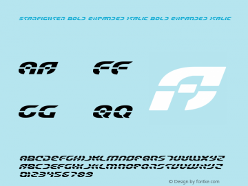 Starfighter Bold Expanded Italic Bold Expanded Italic Version 3.0; 2017 Font Sample