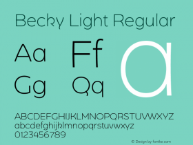 Becky Light Regular Version 1.001;PS 001.001;hotconv 1.0.88;makeotf.lib2.5.64775;com.myfonts.easy.without-foundry.becky.light.wfkit2.version.4FDP Font Sample