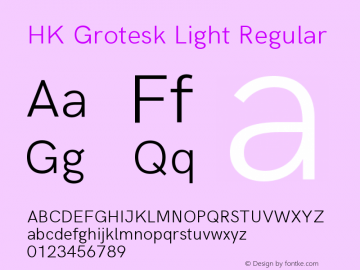 HK Grotesk Light Regular Version 1.045;PS 001.045;hotconv 1.0.88;makeotf.lib2.5.64775 Font Sample