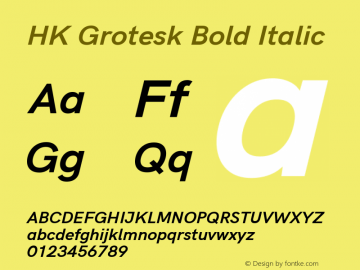 HK Grotesk Bold Italic Version 1.045 Font Sample