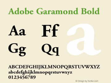 Adobe Garamond Bold 001.001 Font Sample