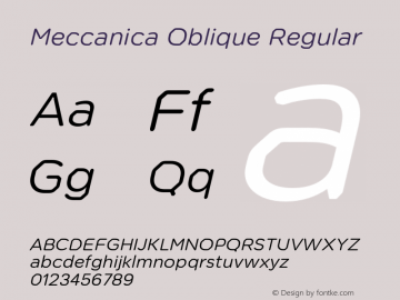 Meccanica Oblique Regular Version 1.000;PS 001.000;hotconv 1.0.88;makeotf.lib2.5.64775图片样张