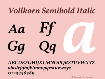 Vollkorn Semibold Italic Version 4.012;PS 004.012;hotconv 1.0.88;makeotf.lib2.5.64775图片样张