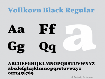 Vollkorn Black Regular Version 4.012;PS 004.012;hotconv 1.0.88;makeotf.lib2.5.64775图片样张