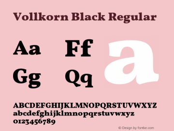 Vollkorn Black Regular Version 4.012 Font Sample