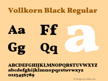 Vollkorn Black Regular Version 4.012;PS 004.012;hotconv 1.0.88;makeotf.lib2.5.64775 Font Sample