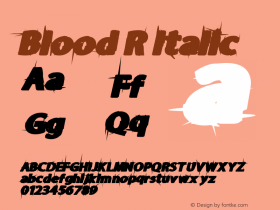 Blood R Italic Version 1.00 July 27, 2014, initial release图片样张