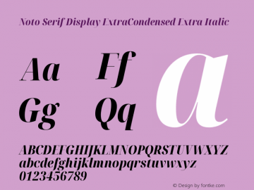 Noto Serif Display ExtraCondensed Extra Italic Version 1.900 Font Sample