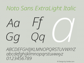 Noto Sans ExtraLight Italic Version 1.902 Font Sample