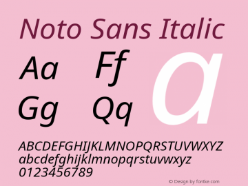 Noto Sans Italic Version 1.902 Font Sample