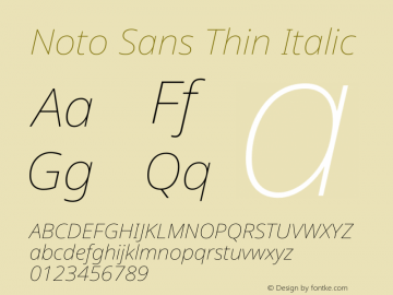 Noto Sans Thin Italic Version 1.902图片样张