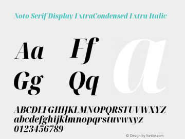 Noto Serif Display ExtraCondensed Extra Italic Version 1.900 Font Sample