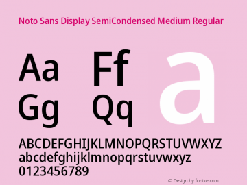 Noto Sans Display SemiCondensed Medium Regular Version 1.901图片样张