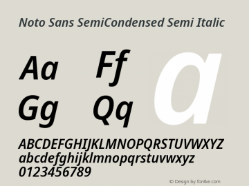 Noto Sans SemiCondensed Semi Italic Version 1.902图片样张