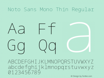 Noto Sans Mono Thin Regular Version 1.901 Font Sample