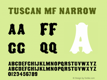 Tuscan MF Narrow Macromedia Fontographer 4.1.3 9/15/05图片样张