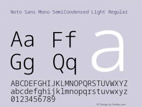 Noto Sans Mono SemiCondensed Light Regular Version 1.901 Font Sample