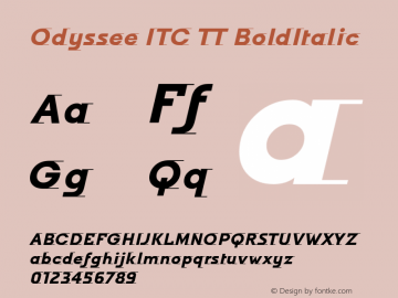 Odyssee ITC TT BoldItalic Version 1.00 Font Sample