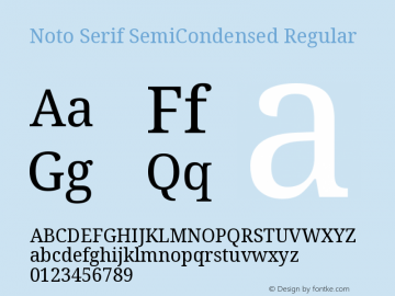 Noto Serif SemiCondensed Regular Version 1.903 Font Sample