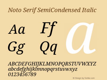 Noto Serif SemiCondensed Italic Version 1.902 Font Sample