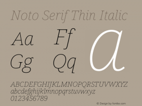 Noto Serif Thin Italic Version 1.902图片样张