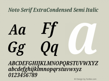 Noto Serif ExtraCondensed Semi Italic Version 1.902图片样张