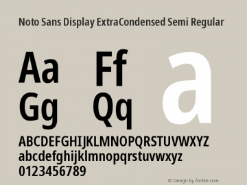Noto Sans Display ExtraCondensed Semi Regular Version 1.901 Font Sample