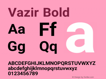 Vazir Bold Version 8.1.0 Font Sample