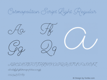 Cosmopolitan Script Light Regular Version 1.000;PS 001.000;hotconv 1.0.88;makeotf.lib2.5.64775 Font Sample