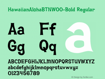 HawaiianAlohaBTNW00-Bold Regular Version 1.00图片样张