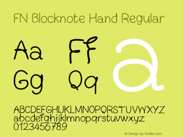 FN Blocknote Hand Regular Version 1.006;Fontself Maker 1.1.0图片样张
