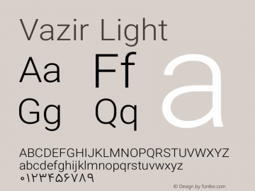 Vazir Light Version 8.2.0 Font Sample