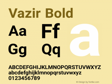 Vazir Bold Version 8.2.1 Font Sample