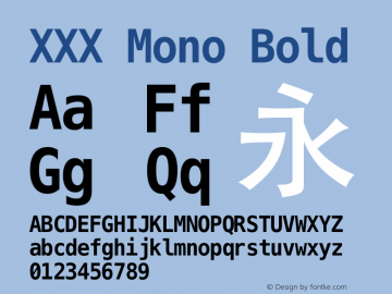 XXX Mono Bold XHei iOS Mono - Version 6.0图片样张