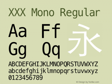 XXX Mono Regular XHei iOS Mono - Version 6.0 Font Sample