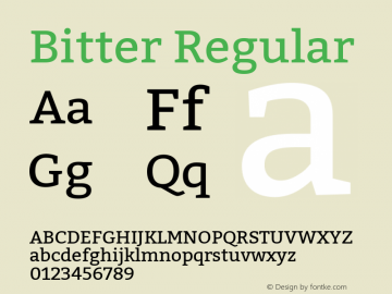 Bitter Regular Version 2.000;PS 002.000;hotconv 1.0.88;makeotf.lib2.5.64775; ttfautohint (v1.4.1) Font Sample