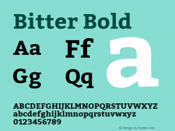 Bitter Bold Version 2.000;PS 002.000;hotconv 1.0.88;makeotf.lib2.5.64775; ttfautohint (v1.4.1) Font Sample