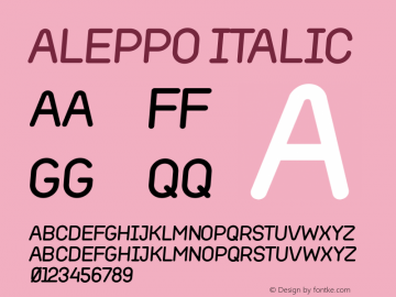 Aleppo Italic Version 001.000 Font Sample