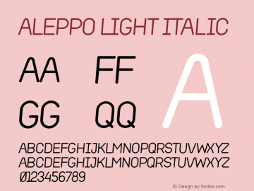 Aleppo Light Italic Version 001.000 Font Sample