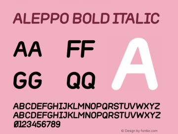 Aleppo Bold Italic Version 001.000 Font Sample