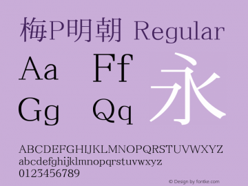 梅P明朝 Regular Look update time of this file. Font Sample