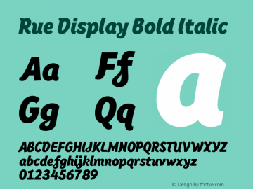 Rue Display Bold Italic Version 1.001 Font Sample