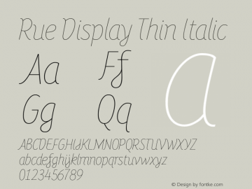 Rue Display Thin Italic Version 1.001 Font Sample