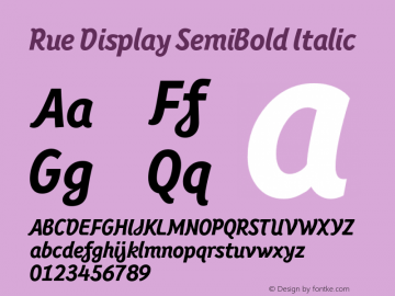 Rue Display SemiBold Italic Version 1.001 Font Sample