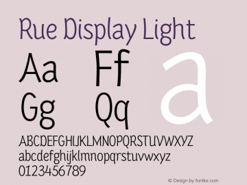 Rue Display Light Version 1.001 Font Sample