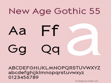 New Age Gothic 55 Version 1.000 Font Sample